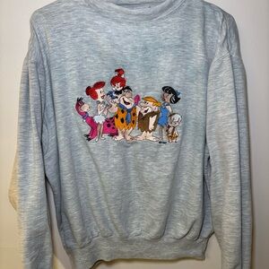 Vintage 90's Flintstones Crewneck Sweatshirt Size XL Embroidered Gray